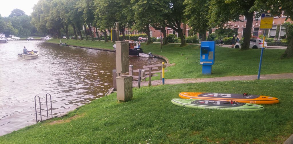 Opstapplaats van de suproute door de binnenstad van Leeuwarden